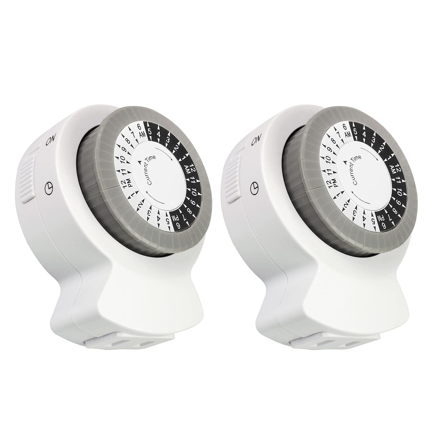 2-Pack Indoor Timer, 1 Polarized Outlet, 24 Hour Plug-In Mechanical Timer, Daily Cycle, Ideal for Lamps, Holiday Decor, Grow Lights, Aquarium, White, DCIT-00012P-DC